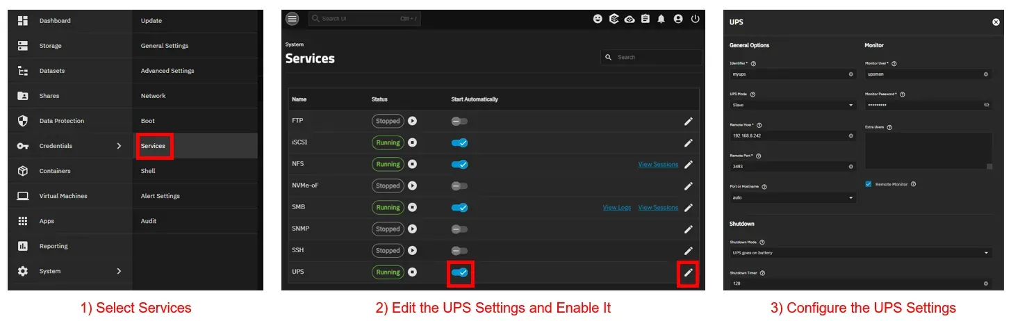 TrueNAS UPS Service Configuration