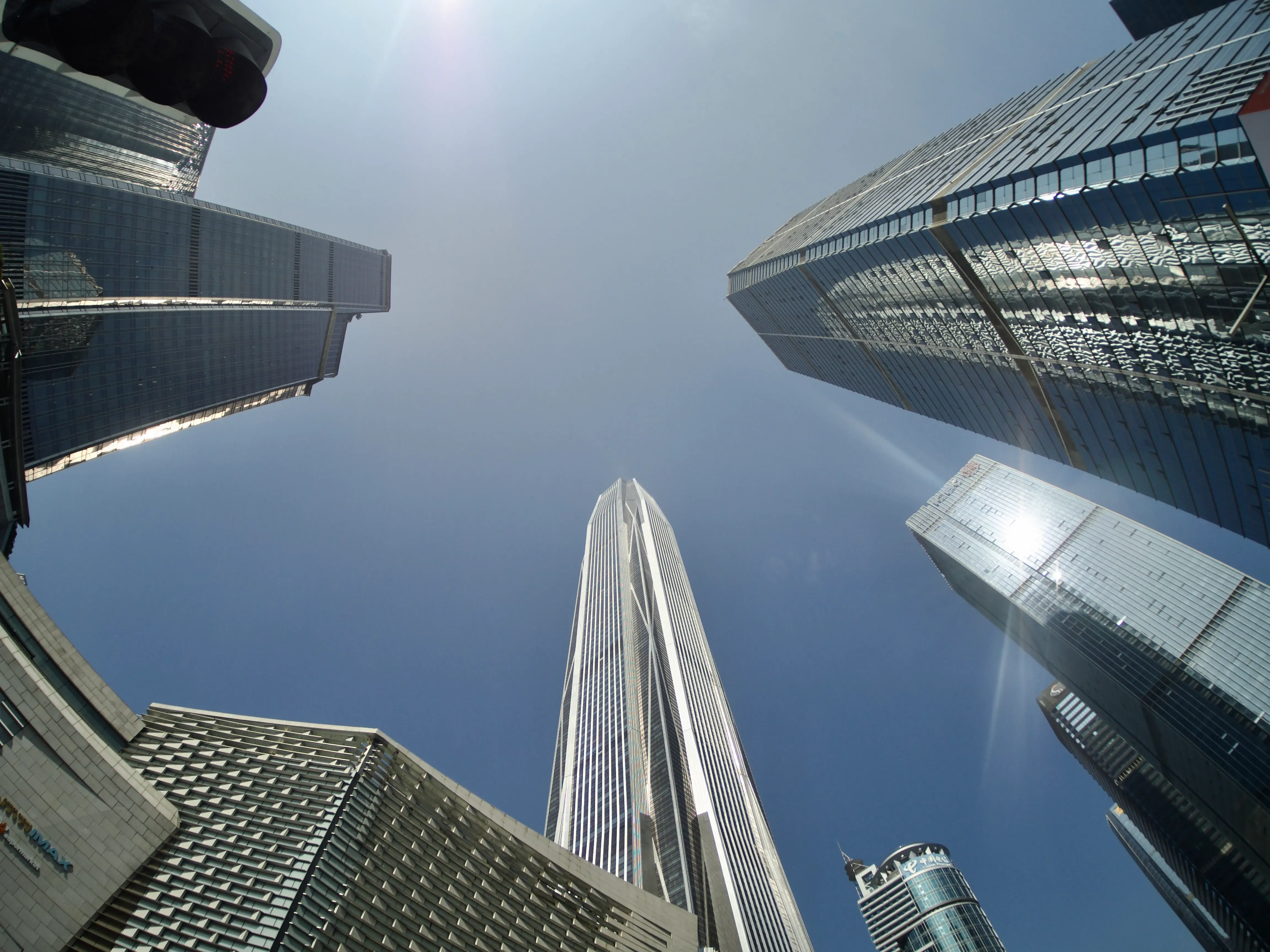 Fisheye view of the Ping-An Building from the streets